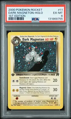2000 POKEMON ROCKET 1ST EDITION #11 DARK MAGNETON-HOLO PSA 6 - Image 1