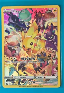 Pokemon Pikachu TGC 160/159 Rare Holo Crown Zenith Near Mint Condition - Image 1