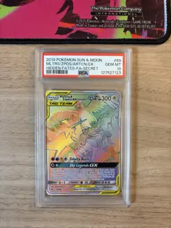 Pokemon TCG Hidden Fates Moltres Zapdos Articuno GX Secret Rare PSA 10 - Image 1