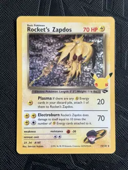 Pokemon TCG Rocket’s Zapdos 15/132 Classic Collection Celebrations Holo - NM - Image 3