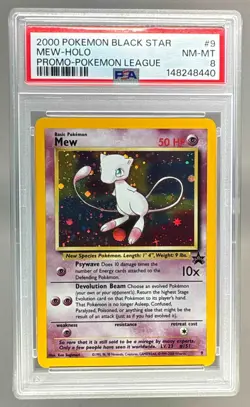 2000 Pokemon Black Star 9 Mew Holo Promo PSA 8 148248440 - Image 1