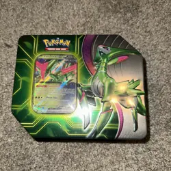 Pokemon Paradox Clash Tin Iron Leaves ex Promo 5 Packs New Factory Sealed - Image 1