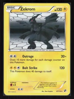 Zekrom Holo Holo Rare Pokemon Black and White 47/114 LP - Image 1