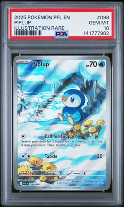 2025 Pokemon Phantasmal Flames 098/094 Illustration Rare Piplup PSA 10 - Image 1