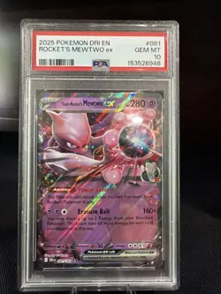 TEAM ROCKET'S MEWTWO EX 81/182, 2025 POKEMON DRI EN-DESTINED RIVALS - PSA 10 - Image 1
