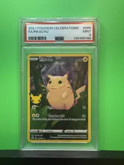 Pokemon TCG 2021 Celebrations Pikachu 005/025 PSA 9 Full Art Holo Rare Card - Image 1