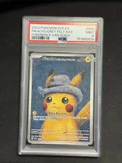 2023 Pokemon Van Gogh Pikachu Grey Felt Hat SVP en #085 Promo PSA 9 Mint - Image 3