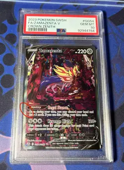 Pokemon Zamazenta V GG54 Crown Zenith PSA 10 *Small Crack* Read Description - Image 1