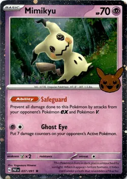 MIMIKYU 037/091 HOLO HOLO RARE TRICK OR TRADE BOOSTER 2024 POKEMON HOLO LP - Image 1