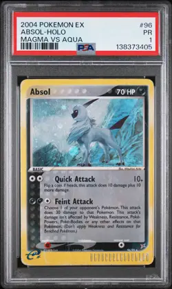 2004 POKEMON EX TEAM MAGMA VS TEAM AQUA #96 ABSOL-HOLO PSA 1 - Image 1