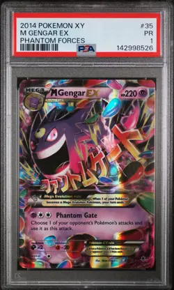 2014 POKEMON XY PHANTOM FORCES #35 M GENGAR EX PSA 1 - Image 1