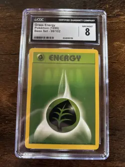 2000 POKEMON BASE SET 2 #127 GRASS ENERGY CGC 8 - Image 1