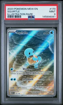 2023 POKEMON MEW EN 151 SQUIRTLE #170/165 ILLUSTRATION RARE HOLO PSA 9 - Image 1