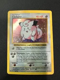 Pokemon - Clefairy 5/102 Shadowless Holo Rare - Base Set MP+ - Image 1