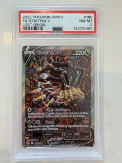 Pokemon Giratina v Alt Art 186/196 Lost Origin PSA 8 - Image 1
