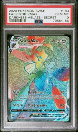 Pokemon TCG Scizor VMAX Darkness Ablaze Secret Rare 193/189 PSA 10 - Image 1