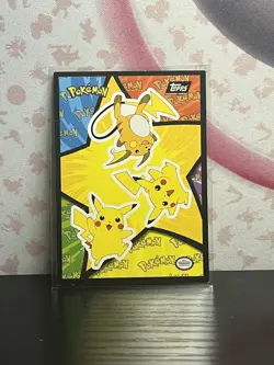 Pokemon First Movie Sticker Card Pikachu Raichu Topps Vintage 1999 MP - Image 1