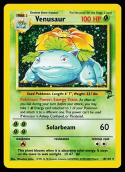 Venusaur 18/130 Holo SWIRL Base Set 2 Pokemon Card - Image 1