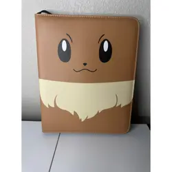 Pokemon Eevee Trading Card Binder Unisex OS Brown Excellent Zippered 3-Ring - Image 1