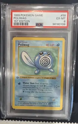 Pokemon Poliwag Base Set Shadowless 1st Edition PSA 6 59/102 40 HP TCG Card - Image 1