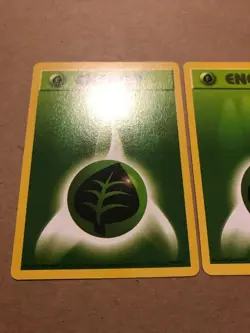 2X Grass Energy 99/102 Pokemon Base Set Shadowless Card WOTC Old Vintage NM 1999 - Image 2