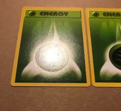 2X Grass Energy 99/102 Pokemon Base Set Shadowless Card WOTC Old Vintage NM 1999 - Image 3