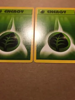 2X Grass Energy 99/102 Pokemon Base Set Shadowless Card WOTC Old Vintage NM 1999 - Image 4