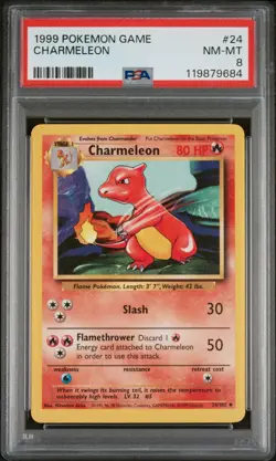 1999 POKEMON GAME #24 CHARMELEON PSA 8 NM-MT BASE SET - Image 1