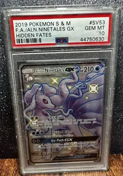 2019 Pokemon Sun & Moon Hidden Fates Alolan Ninetales GX #SV53 Fa PSA 10 - Image 1