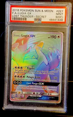 2018 Lugia GX Full Art Secret Rare Lost Thunder Pokemon 227/214 PSA MINT 9(OC) - Image 1