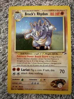 Pokemon TCG Brock's Rhydon 21/132 Gym Heroes Holo Rare 80 HP Stage 1 English - Image 1