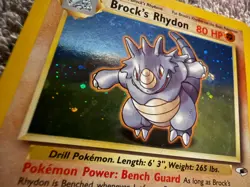 Pokemon TCG Brock's Rhydon 21/132 Gym Heroes Holo Rare 80 HP Stage 1 English - Image 3