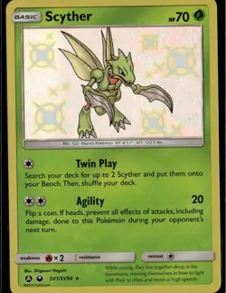 Scyther Shiny Holo Rare Hidden Fates: Shiny Vault SV1/SV94 Grass Holo Pokemon Ca - Image 1