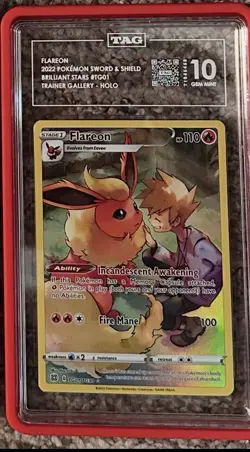 2022 Pokemon Brilliant Stars #TG01 Flareon Trainer Gallery TAG 10 GEM MINT - Image 2