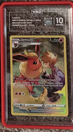 2022 Pokemon Brilliant Stars #TG01 Flareon Trainer Gallery TAG 10 GEM MINT - Image 3
