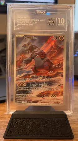 Pokemon TCG Groudon Illustration Rare Paradox Rift 199/182 TAG 10 Gem Mint - Image 1