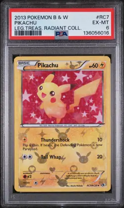 2013 POKEMON B&W LEGEND TREASURES RADIANT COLL #RC7 PIKACHU PSA 6 - Image 1