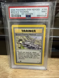 2000 Pokemon Gym Heroes 1st Edition Brock's Training 106/132 PSA 9 Mint - Image 1