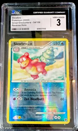 Slowbro Great Encounters 54/106 Reverse Holo CGC 3 Pokemon TCG 2008 - Image 1