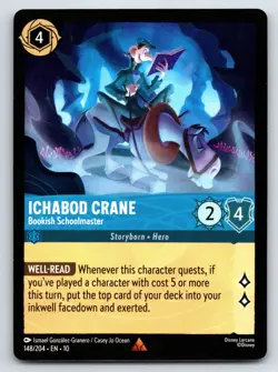 Disney Lorcana Ichabod Crane Bookish Schoolmaster Whispers in the Well Rare #148 - Image 1