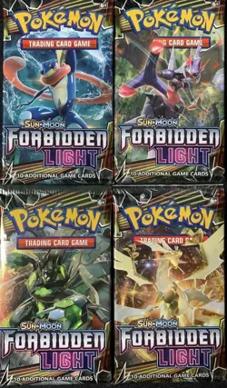 Pokemon (4) Sealed Packs Sun And Moon: Forbidden Light Complete Art Set - Image 1