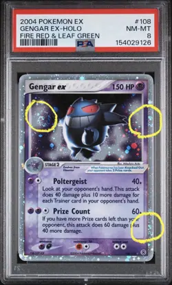 POKEMON 2004 GENGAR EX-HOLO EX FIRE RED & LEAF GREEN #108 PSA 8 WITH 3 SWIRLS - Image 1