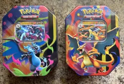Pokemon TCG Mega Charizard EX Tin Set X & Y Sealed New (2 Tins) - Image 1