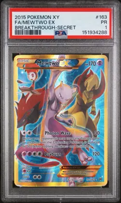 PSA 1 2015 Pokemon XY Breakthrough Full Art Mewtwo EX 163/162 Holo Secret Rare - Image 1