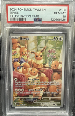 2024 POKEMON TWM EN-TWILIGHT MASQUERADE ILLUSTRATION RARE #188 EEVEE PSA 10 - Image 1