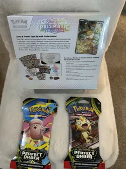 Pokemon TCG Scarlet & Violet Prismatic Evolutions ETB + 2 Booster Packs - Image 4
