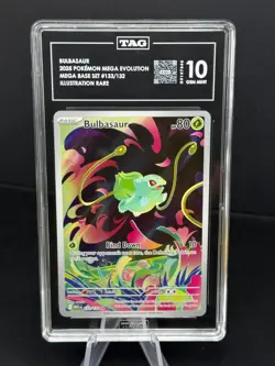 Pokemon TCG Bulbasaur 133/132 Mega Evolution Illustration Rare TAG 10 Gem Mint - Image 1