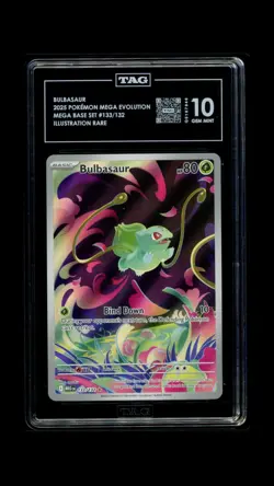 Pokemon TCG Bulbasaur 133/132 Mega Evolution Illustration Rare TAG 10 Gem Mint - Image 3