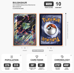 Pokemon TCG Bulbasaur 133/132 Mega Evolution Illustration Rare TAG 10 Gem Mint - Image 5