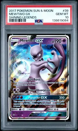 2017 Pokemon Shining Legends Mewtwo GX Holo #39/73 PSA 10 GEM MINT - Image 1